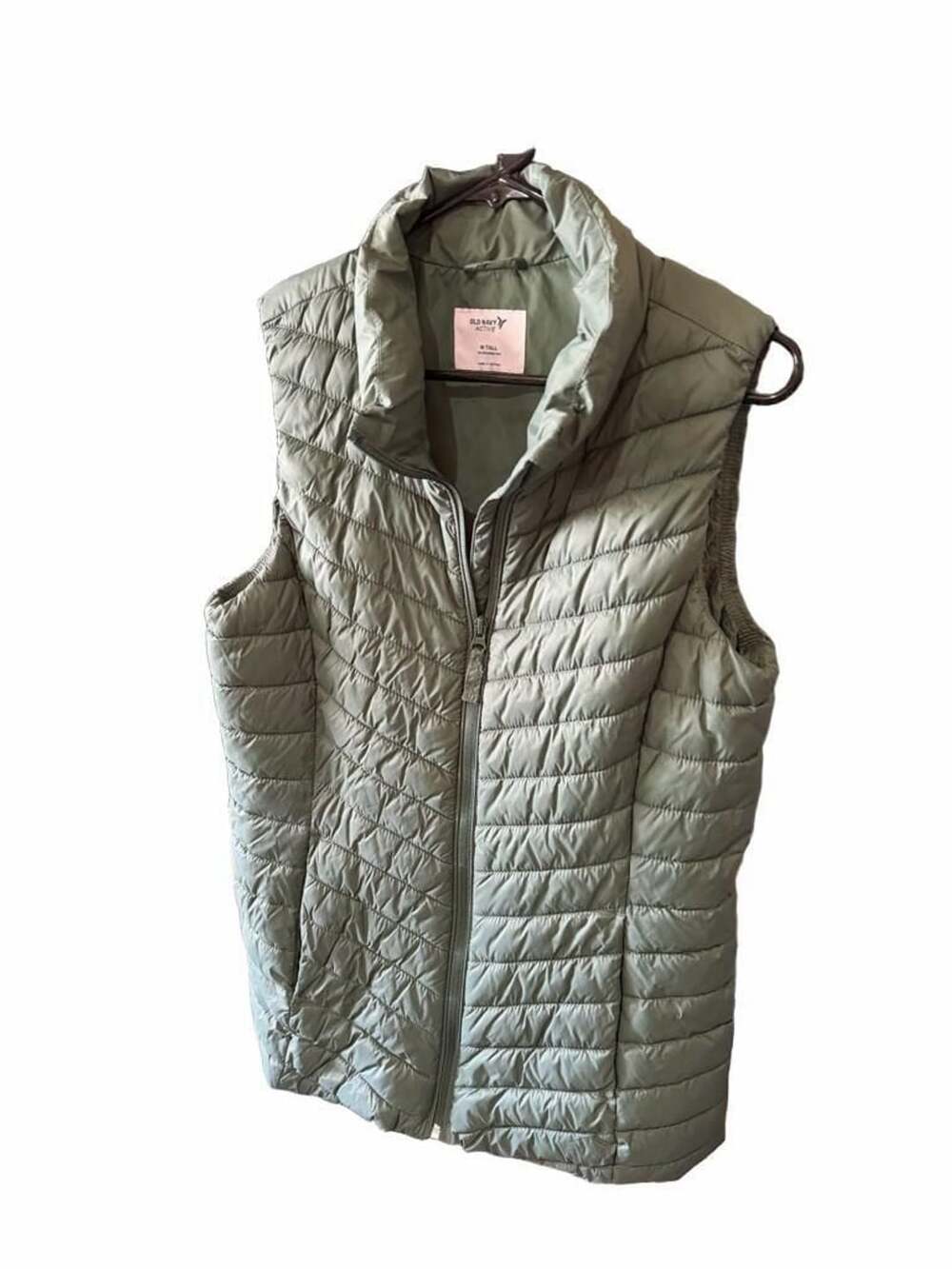 Old Navy Active Water-Resistant Puffer Vest Green Size M Tall